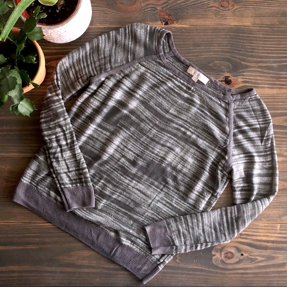 LOFT grey spacedye scoop neck sweater, size M